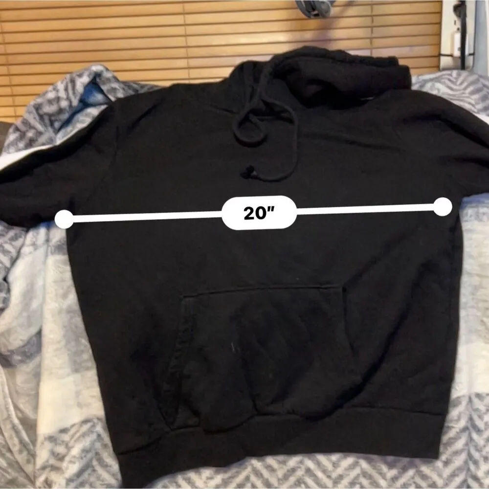 Divided by H&M Black Hoodie White Stripe Sleeve M - Image 7
