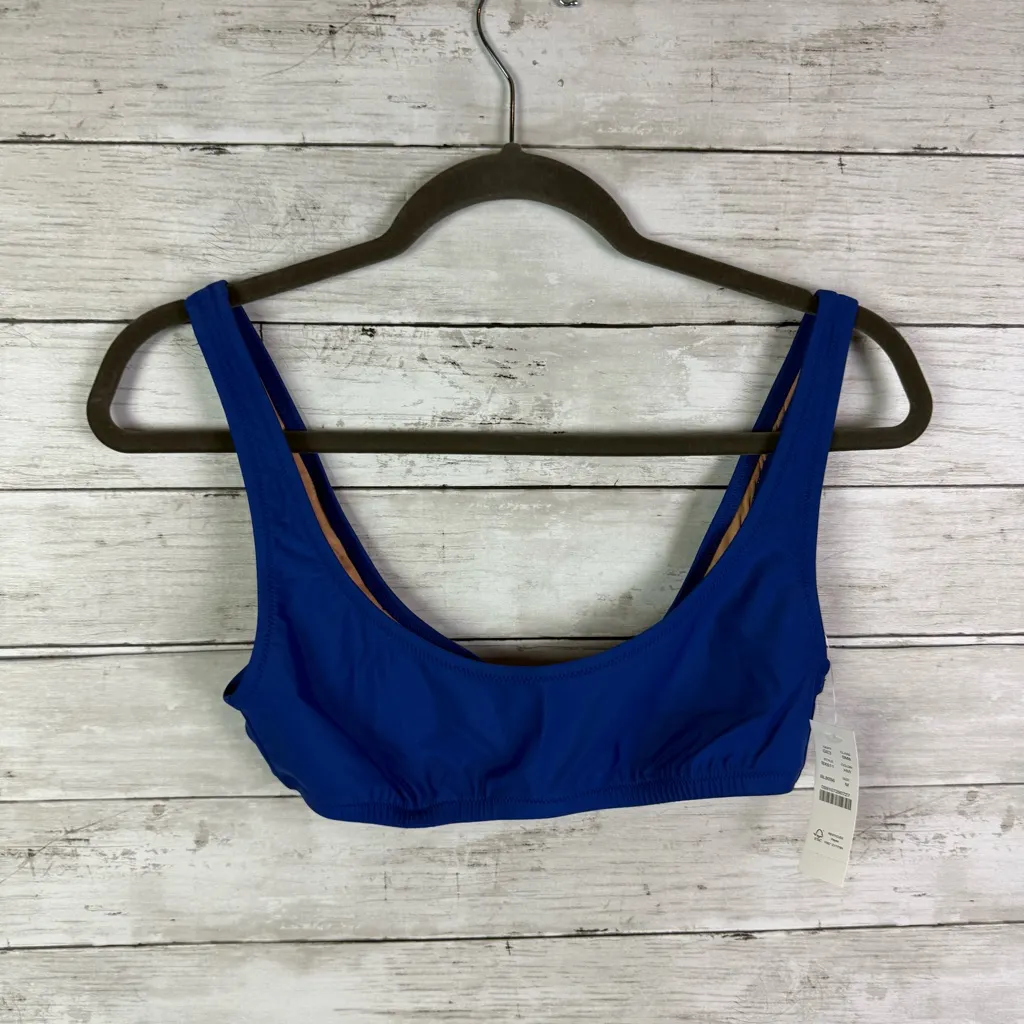 J Crew Heritage Scoop Neck Bikini Top Blue Size Large - Image 2