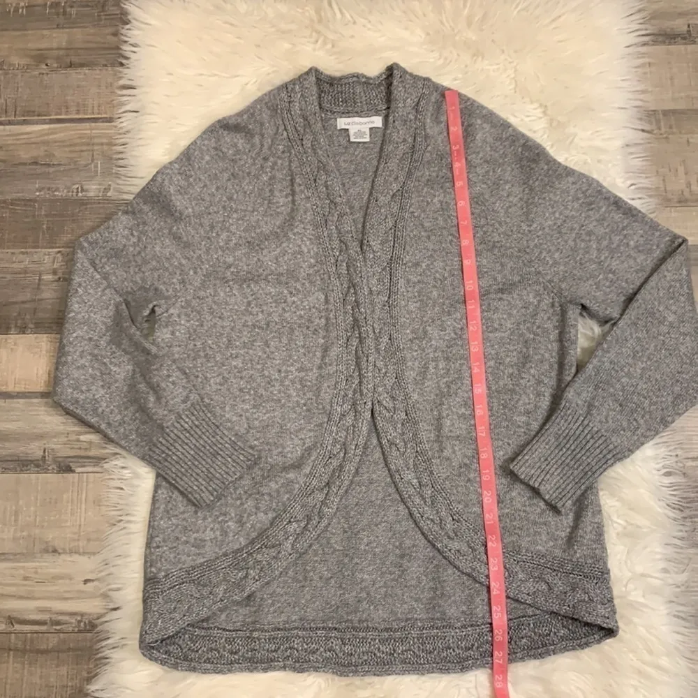 Liz Claiborne open front cardigan sweater cable detail XL - Image 7