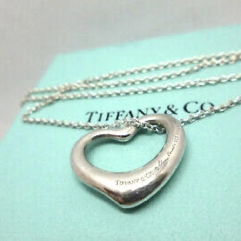 TIFFANY & CO Sterling Silver Medium Open Heart Pendant  Necklace - Image 2