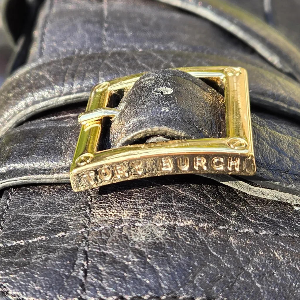 Tory Burch Jaden Strap Buckle Stack Heel Boots Black 7.5 - Image 11