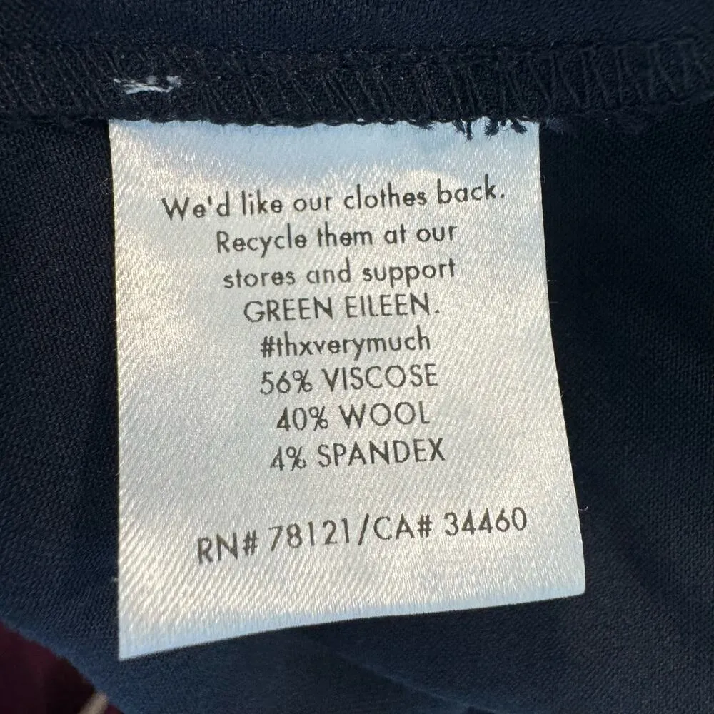 Eileen Fisher Viscose Navy Stretch Wool Blend side Zip Casual Academia Pants 4 - Image 5