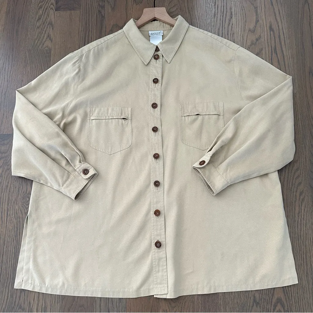 Horst Basler Vintage Faux Suede Long Sleeve Button Front Shirt Tan Size 48 IT L Size L - Image 5