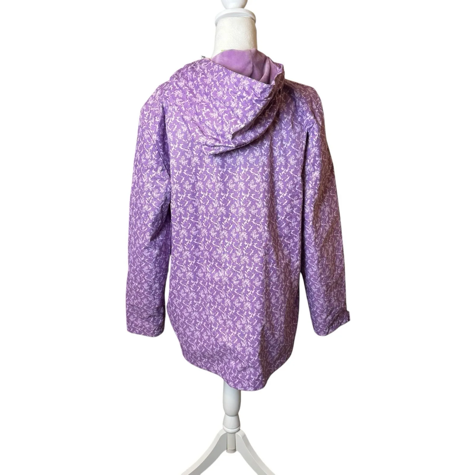 ZeroXposur Womens Zuri Purple Floral Windbreaker Rain Coat XL Winter Warm - Image 6