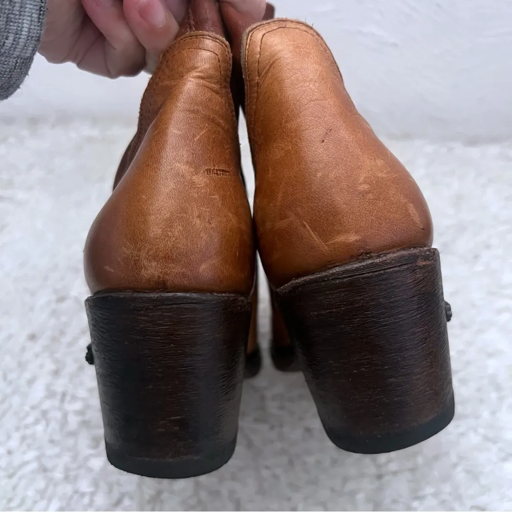 MISS MACIE Cognac LEATHER ANKLE BOOTIES Distressed Sz 9 - Image 6