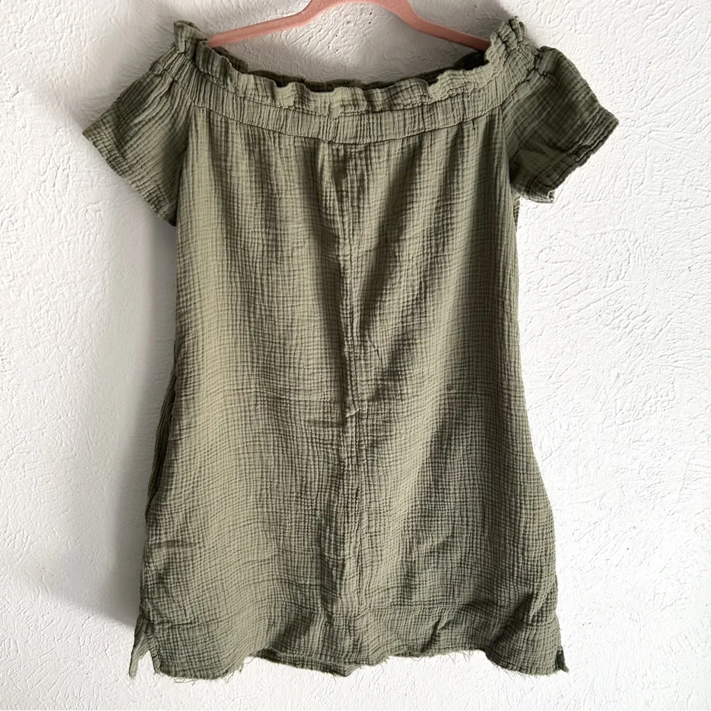 Amadi Anthropologie Maella Off-The-Shoulder Gauze Dress Green Sz Medium - Image 4