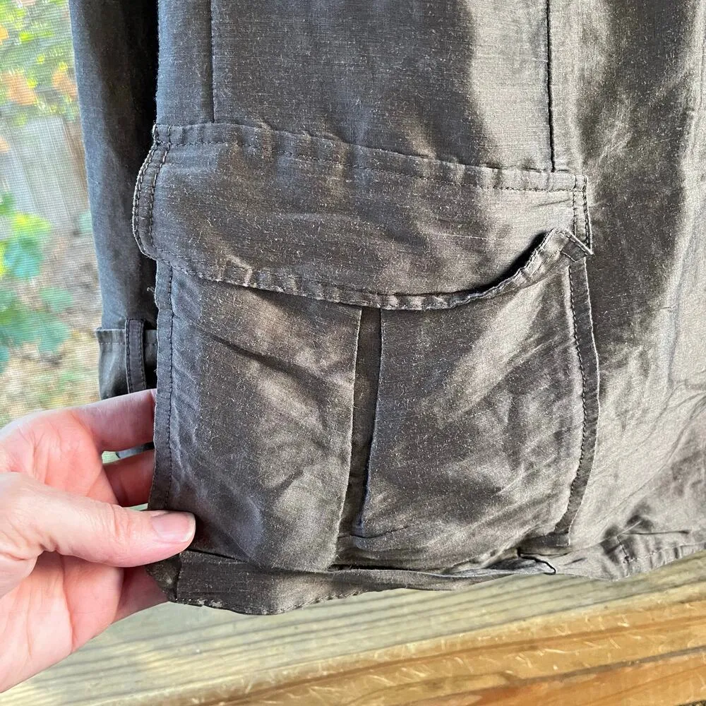 Lafayette 148 New York Women's Army Green/Brown Lightweight Jacket Size 14 - Image 5