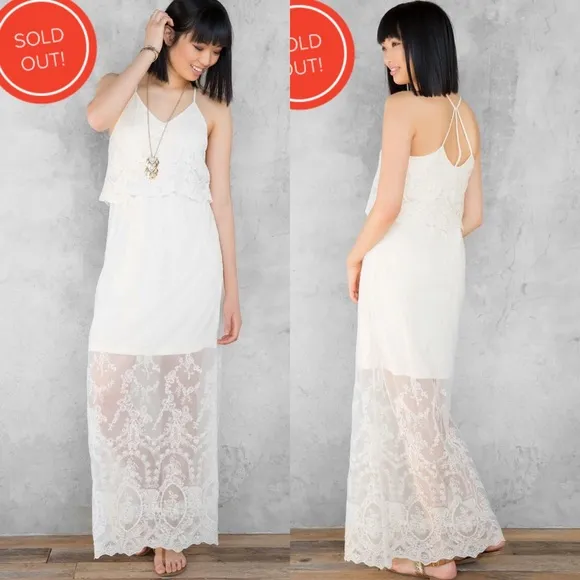 Francesca’s Annamarie Ivory Lace Maxi Dres… Size M - Image 2