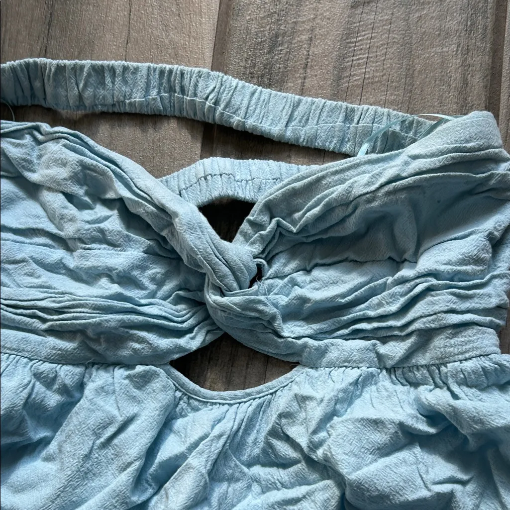 Light Blue Strapless Dress Size M - Image 3