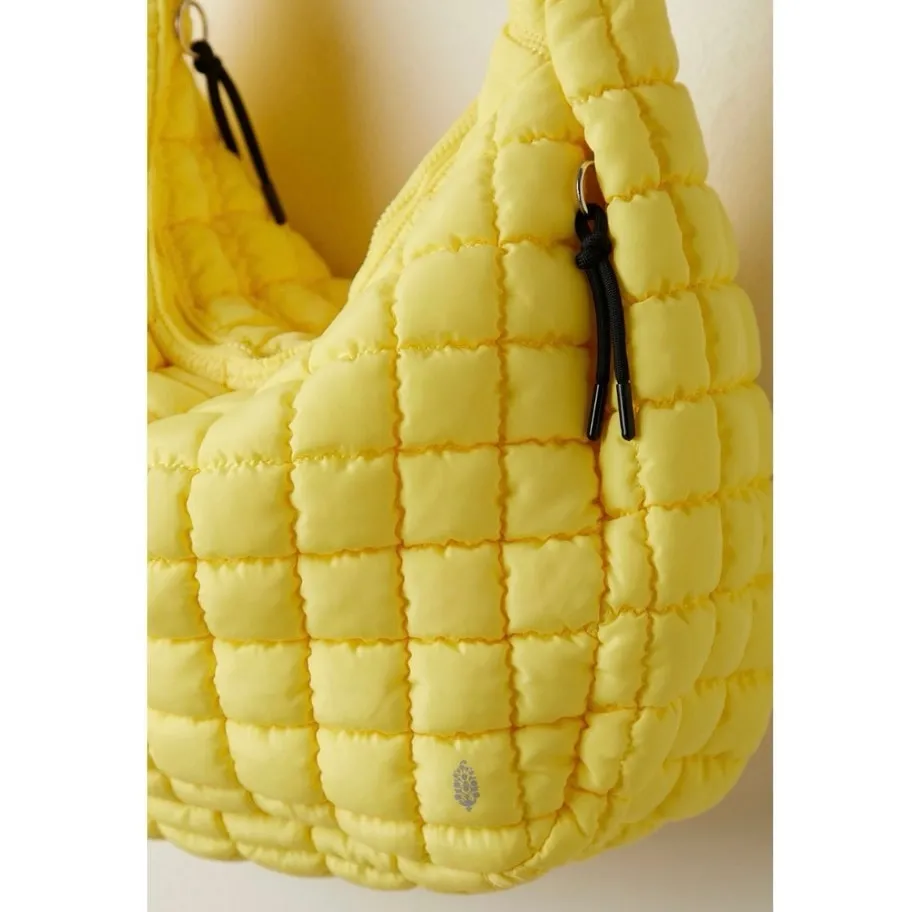 FREE PEOPLE MOVEMENT Large Quilted Carryall Tote Bag Purse Yellow Sour Citrus - Image 3
