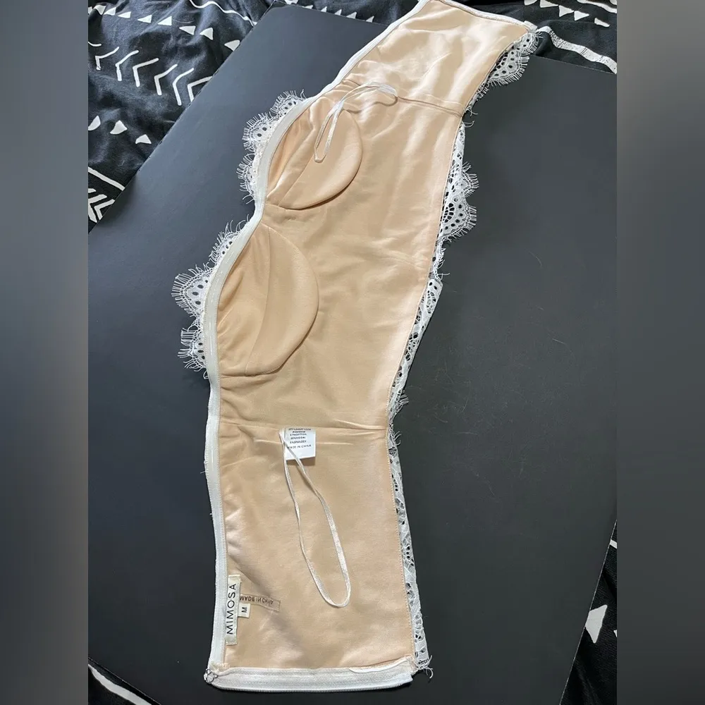 MIMOSA Corset Style Bandeau Crop Top Lace Padded Push Up Women’s Sz M EUC White Size M - Image 6