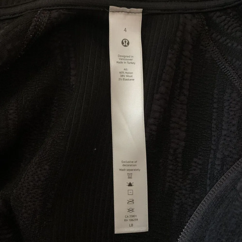 Lululemon End State Full Zip Jacket Texture Pattern Sz 4 Wool Blend Black - Image 8