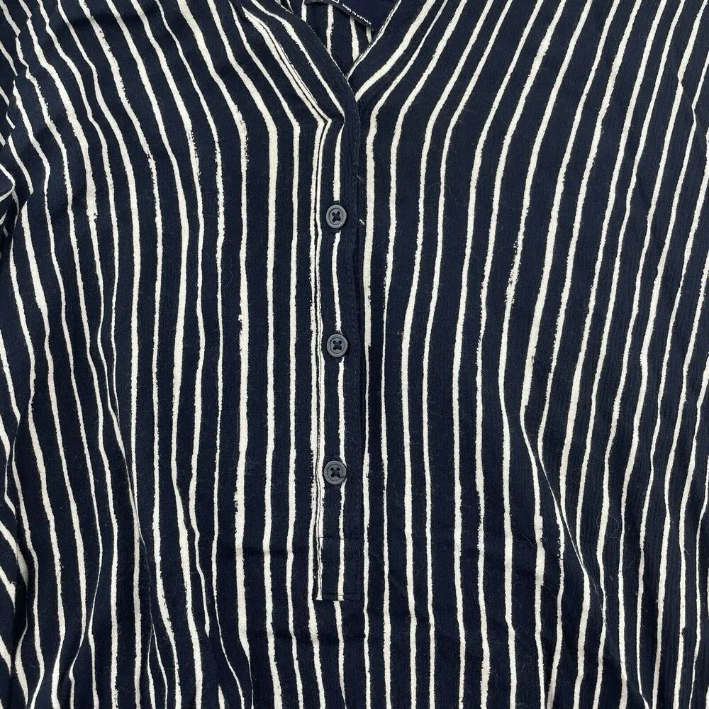 Gap Size XL Tie Shirt Dress Wrap Front Long Sleeve True Indigo Navy Blue Stripe - Image 8