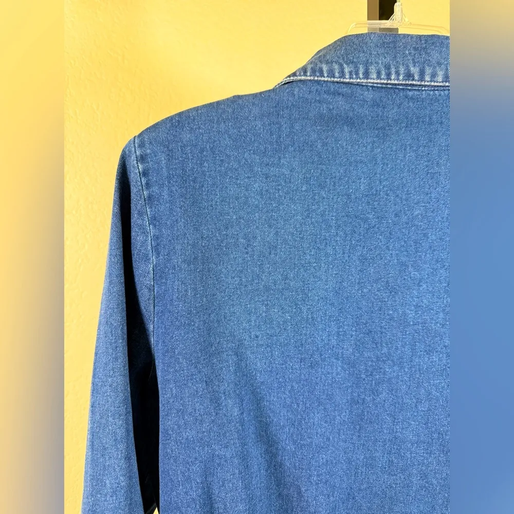 Oversized Denim Blazer Jacket Large Vintage 90s Casual Jean Slouchy Cotton Blue - Image 8