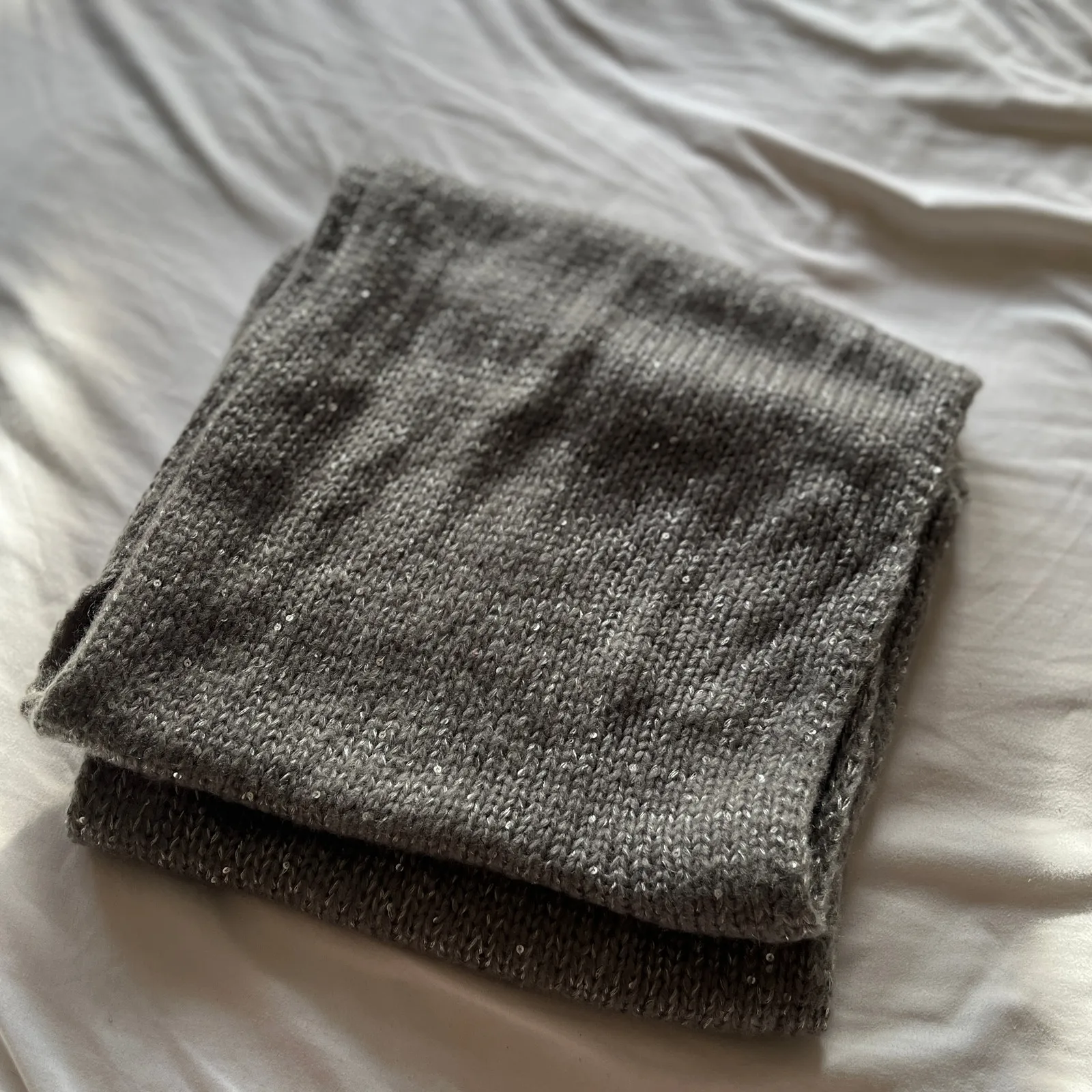 Victoria's Secret | Gray Knit Sequined Infinity Scarf | 2010s - Image 5
