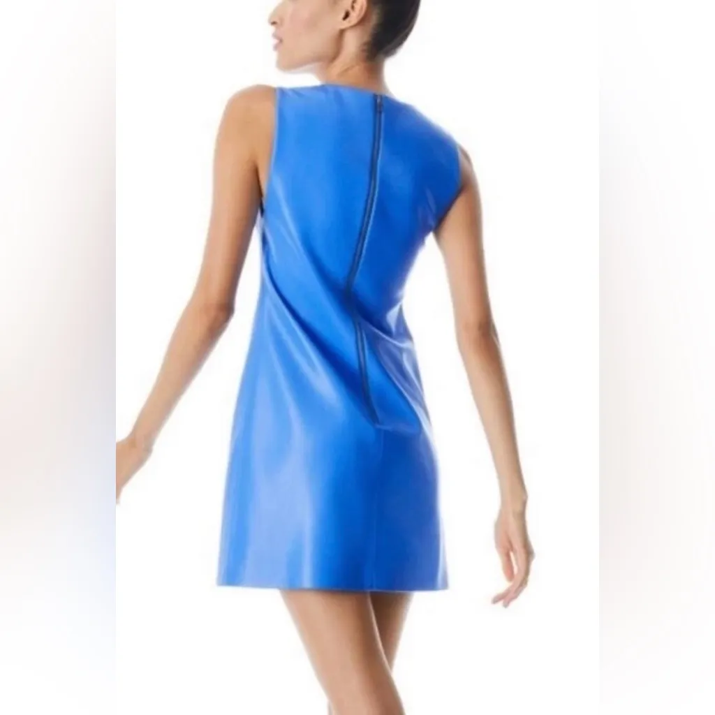 Alice + Olivia Coley Vegan Leather Sleeveless Mini Dress Palace Blue NWT - Image 4