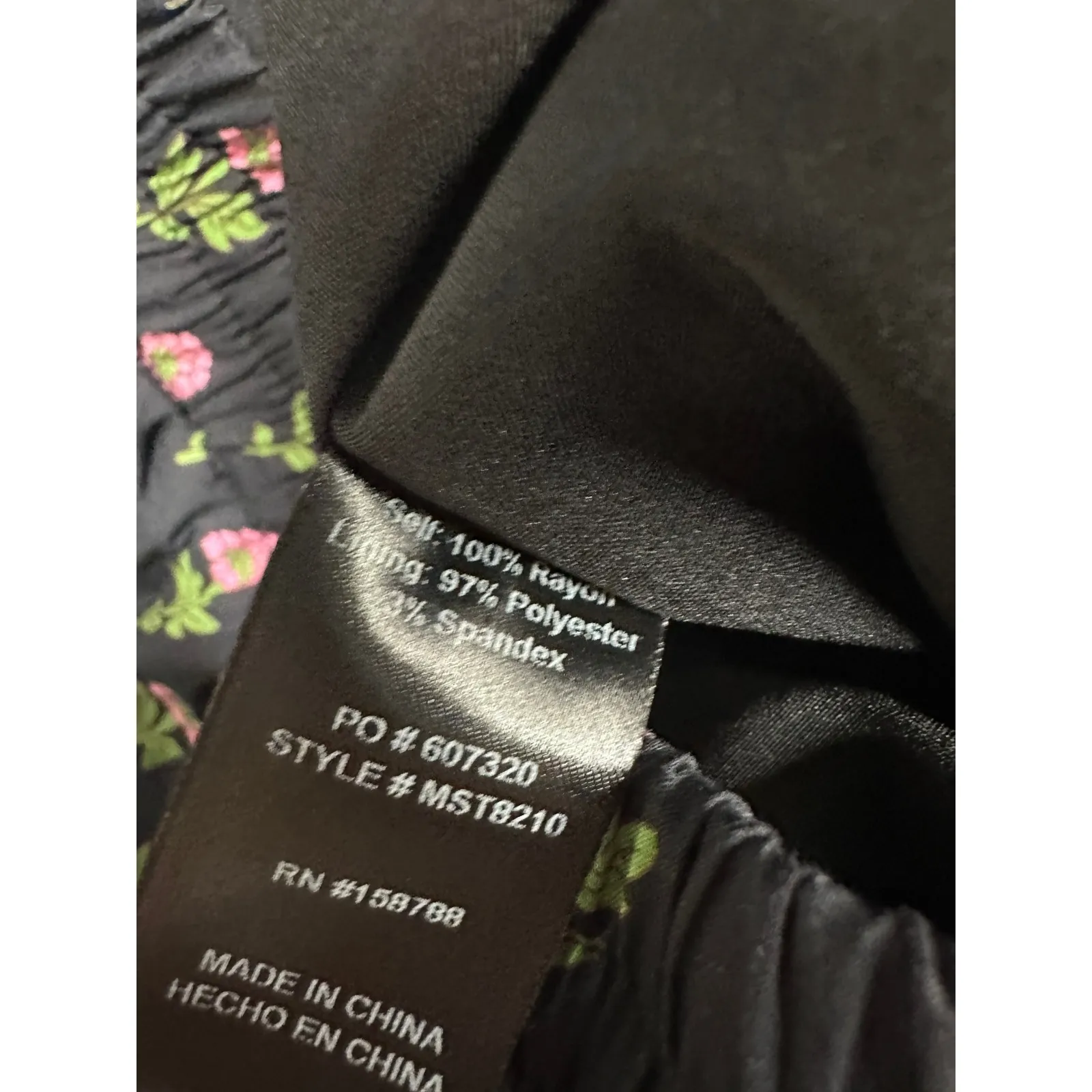 Mable Womens Floral Print Pants Size S Casual Pull On Stretch Boho Thick Resort Black - Image 6