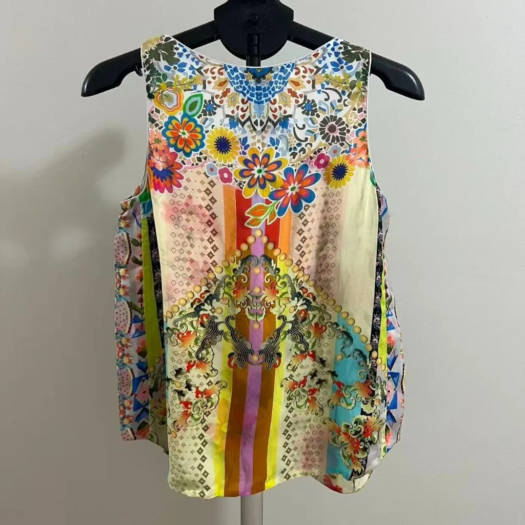 NWOT Johnny Was Tabitha Top Tank Reversible Butterflies Flowers Botanical Sz S - Image 4