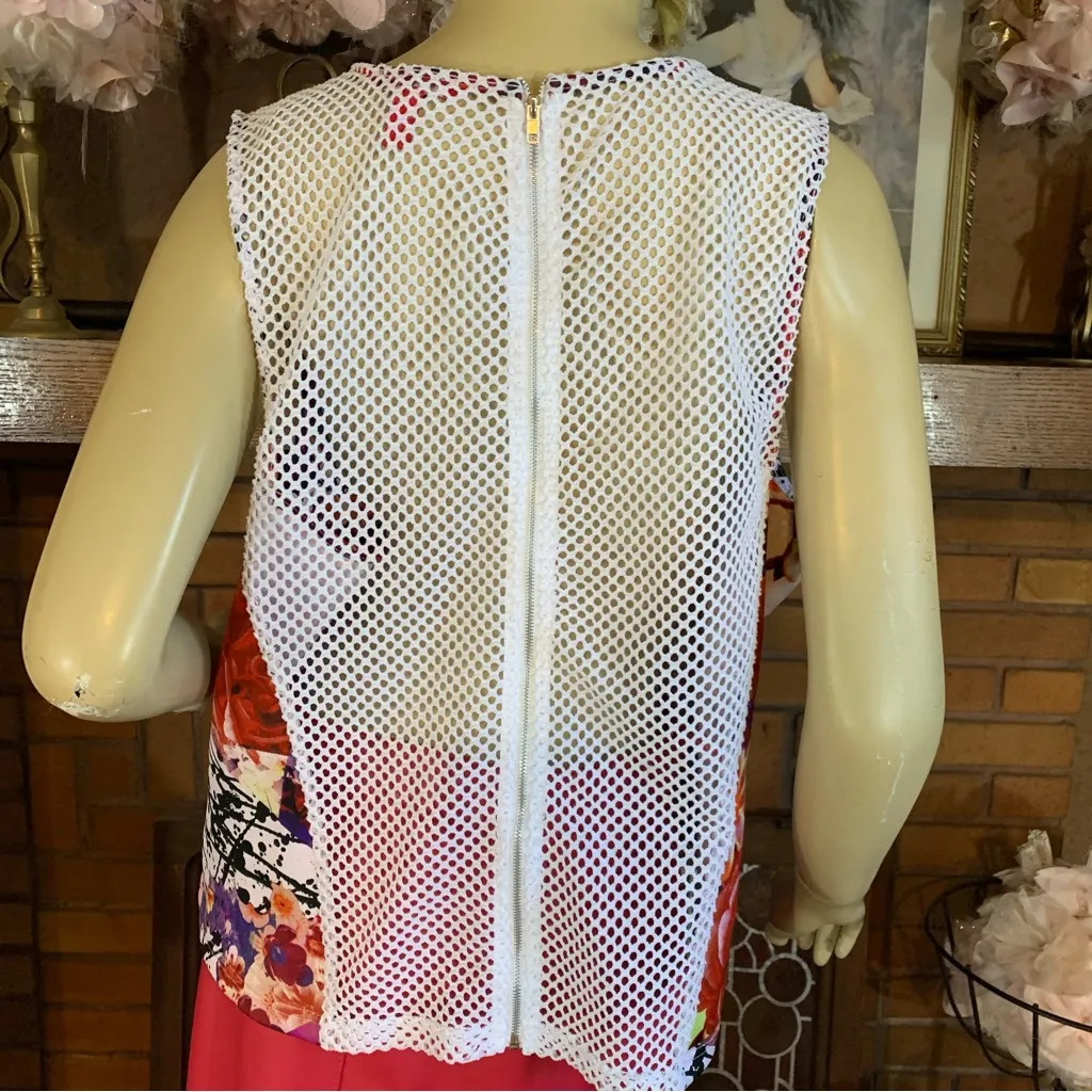 Bongo  MULTI-COLOR ABSTRACT PRINT JUNIOR PLUS MESH BACK TOP (2X) - Image 5