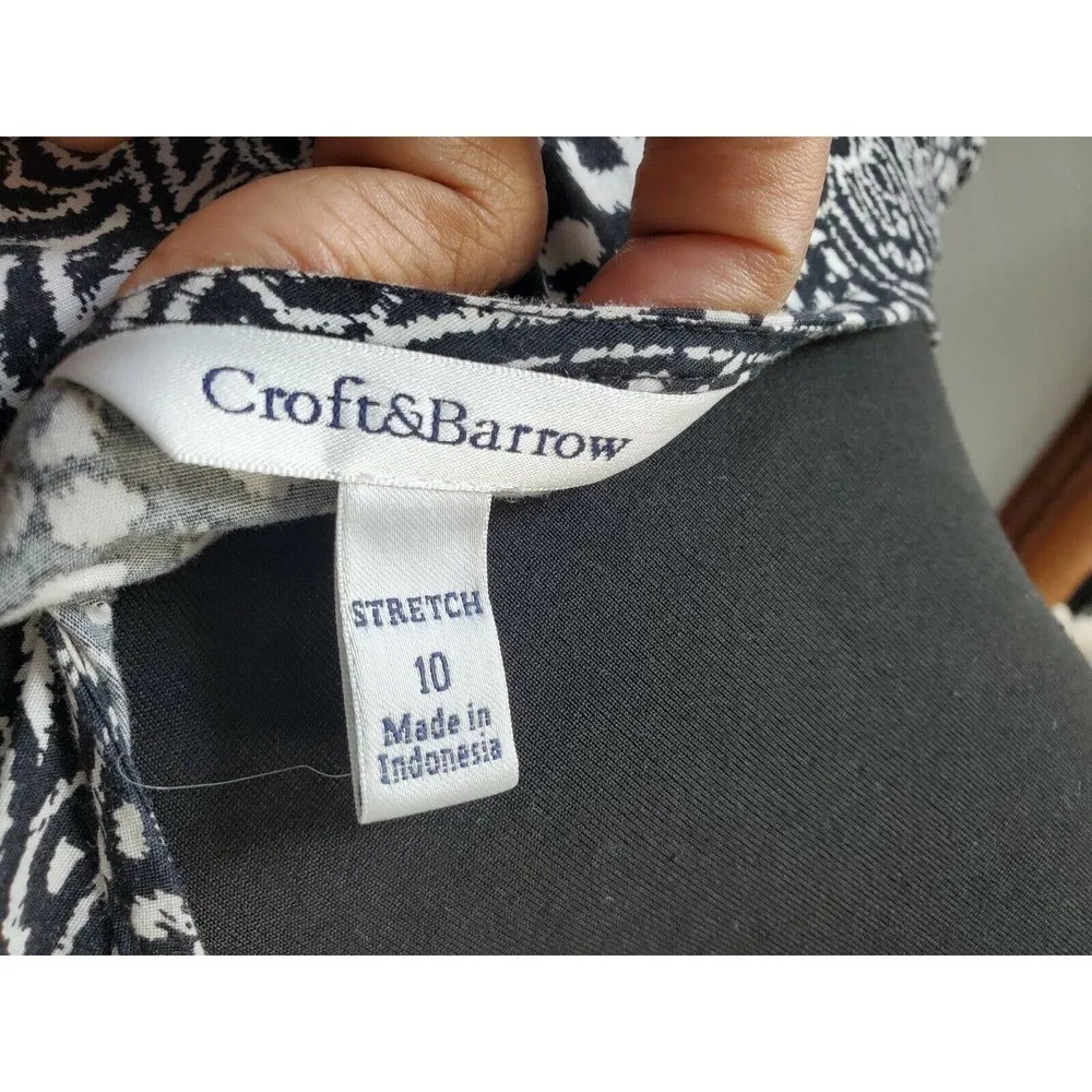 Croft & Barrow Women Multicolor Cotton V-Neck Long Sleeve Knee Length Dress 10 - Image 9