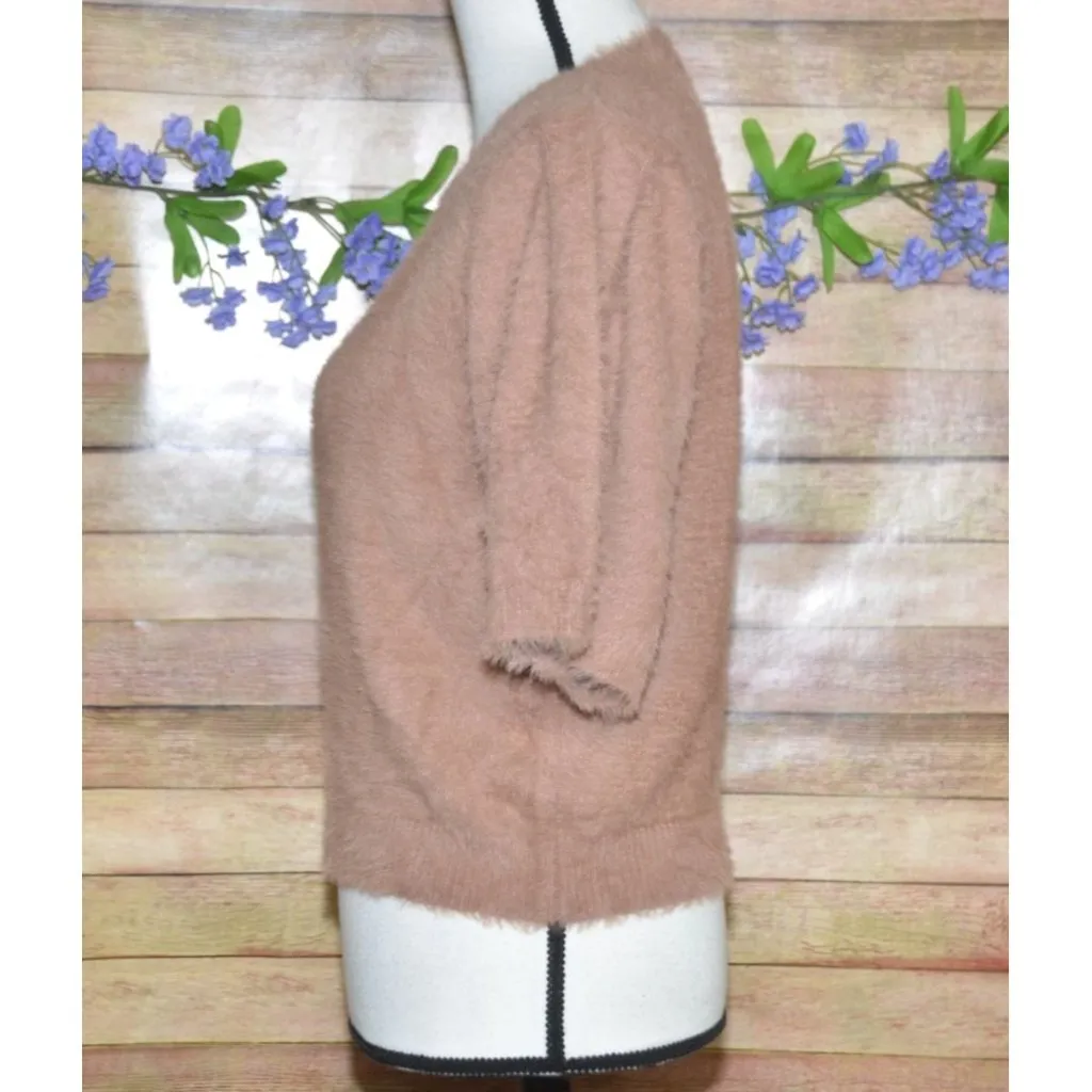 Buddy Love Ladies Brown Half Puff Sleeve Crop Sweater Top Size L Fuzzy Eyelash Size L - Image 4