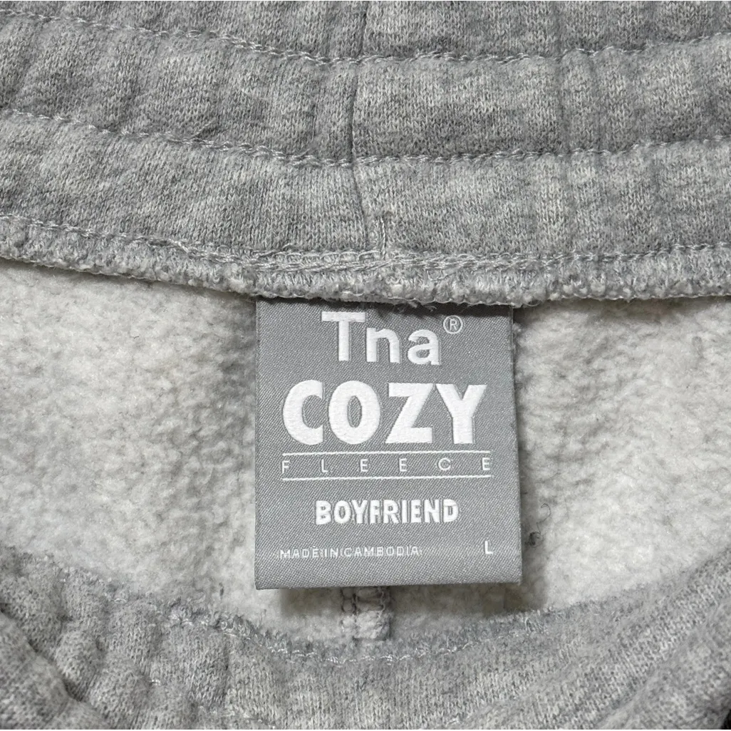 Aritzia TNA Boyfriend Cozy Fleece Jogger Sweatpants Size Large Gray - Image 3