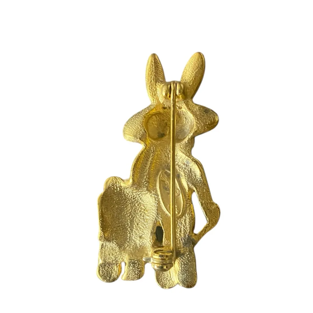 Brand New Danecraft Gold Tone Bunny Rabbit Apple Cart Pin Brooch - Image 4