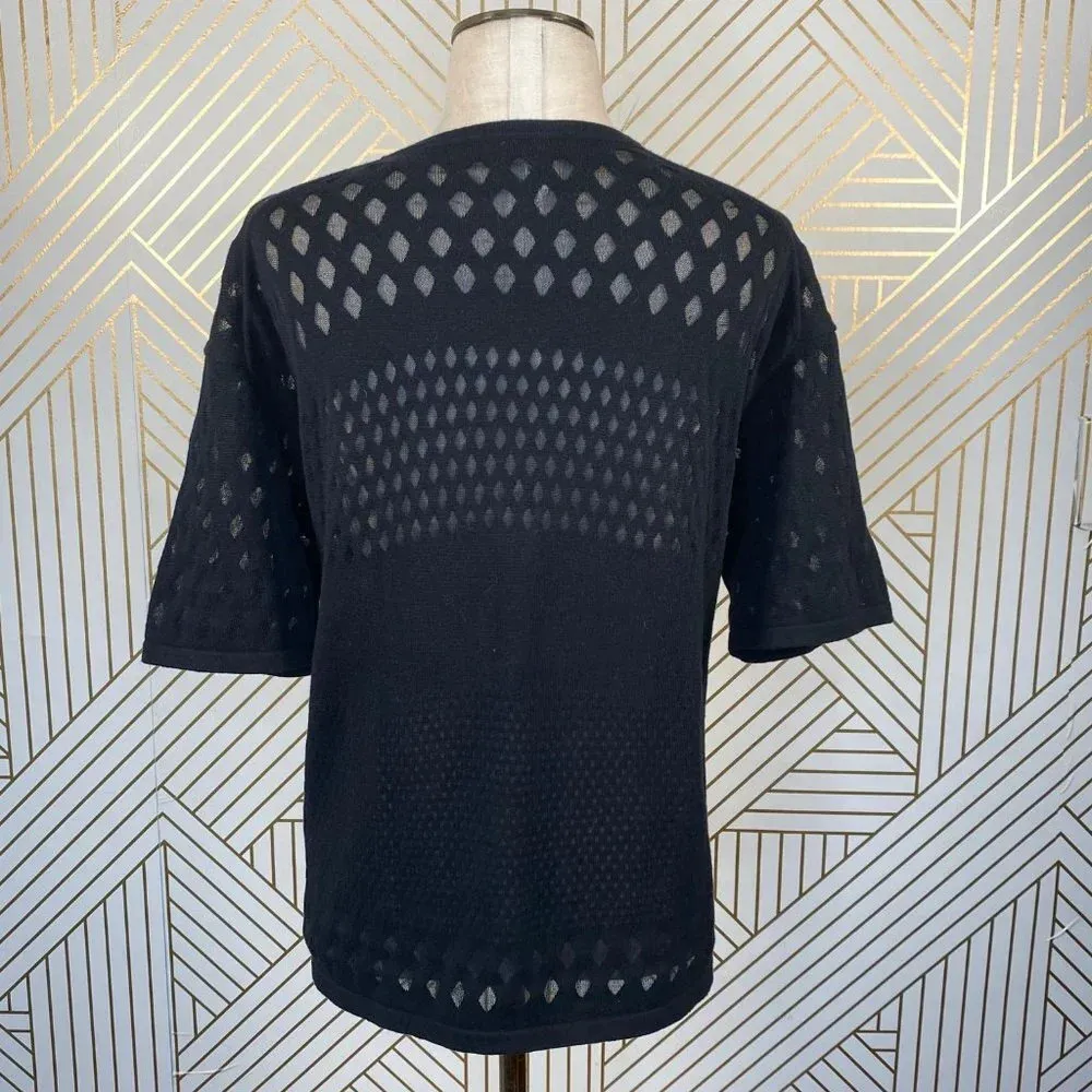 Helmut Lang Diamond Open Knit Black‎ Sweater Top - Image 6