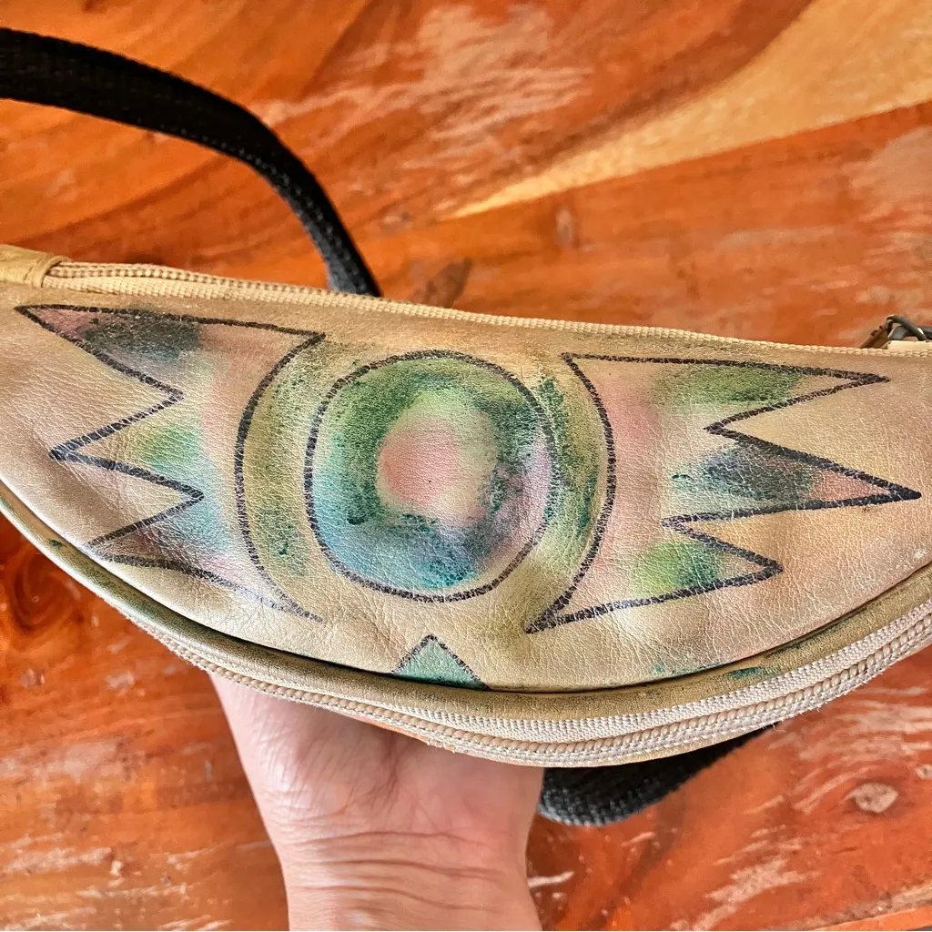 Vintage hand painted leather fanny pack - Image 2