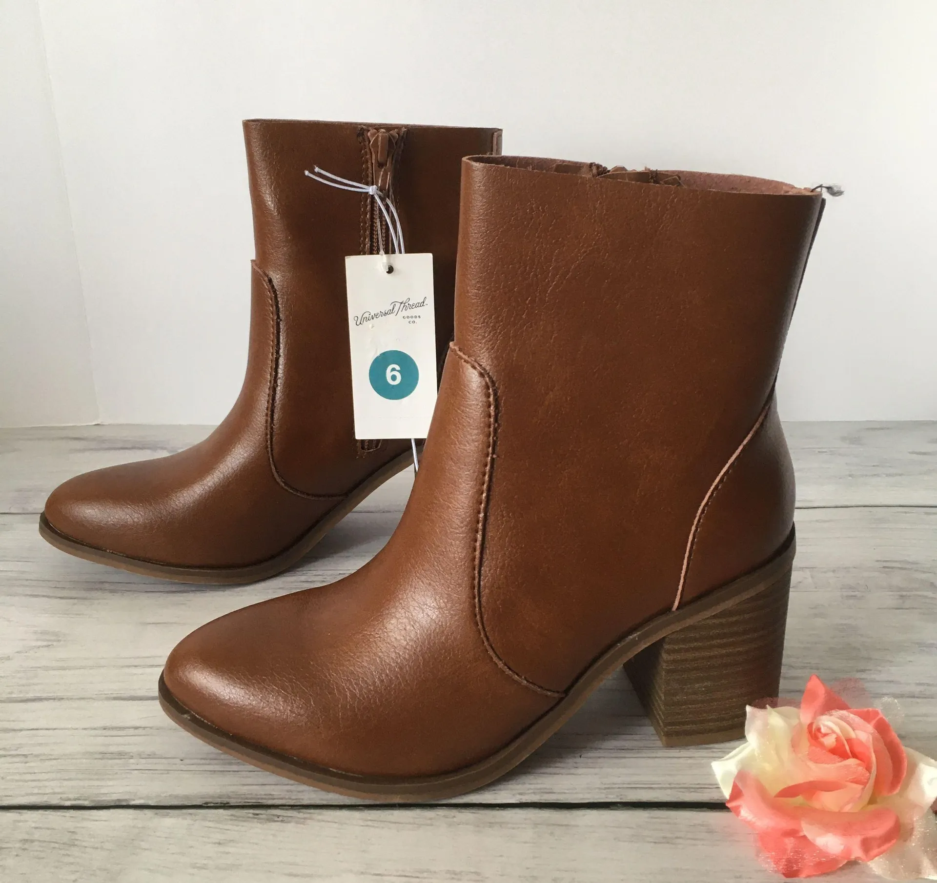 Leather Ankle Boots, Size 6 Brown - Image 2
