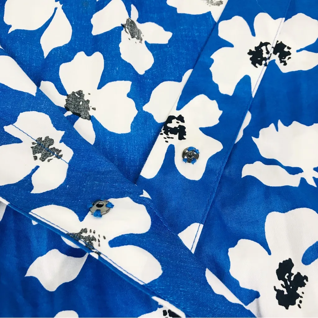 WHO WHAT WEAR Blue Floral Print Short Sleeve Midi Dress Faux Wrap Size‎ 4X New - Image 5