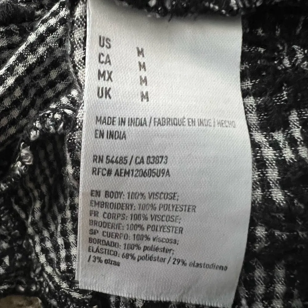 American Eagle Outfitters Gingham Puff Sleeve Romper Medium Women’s Black GUC - Image 5