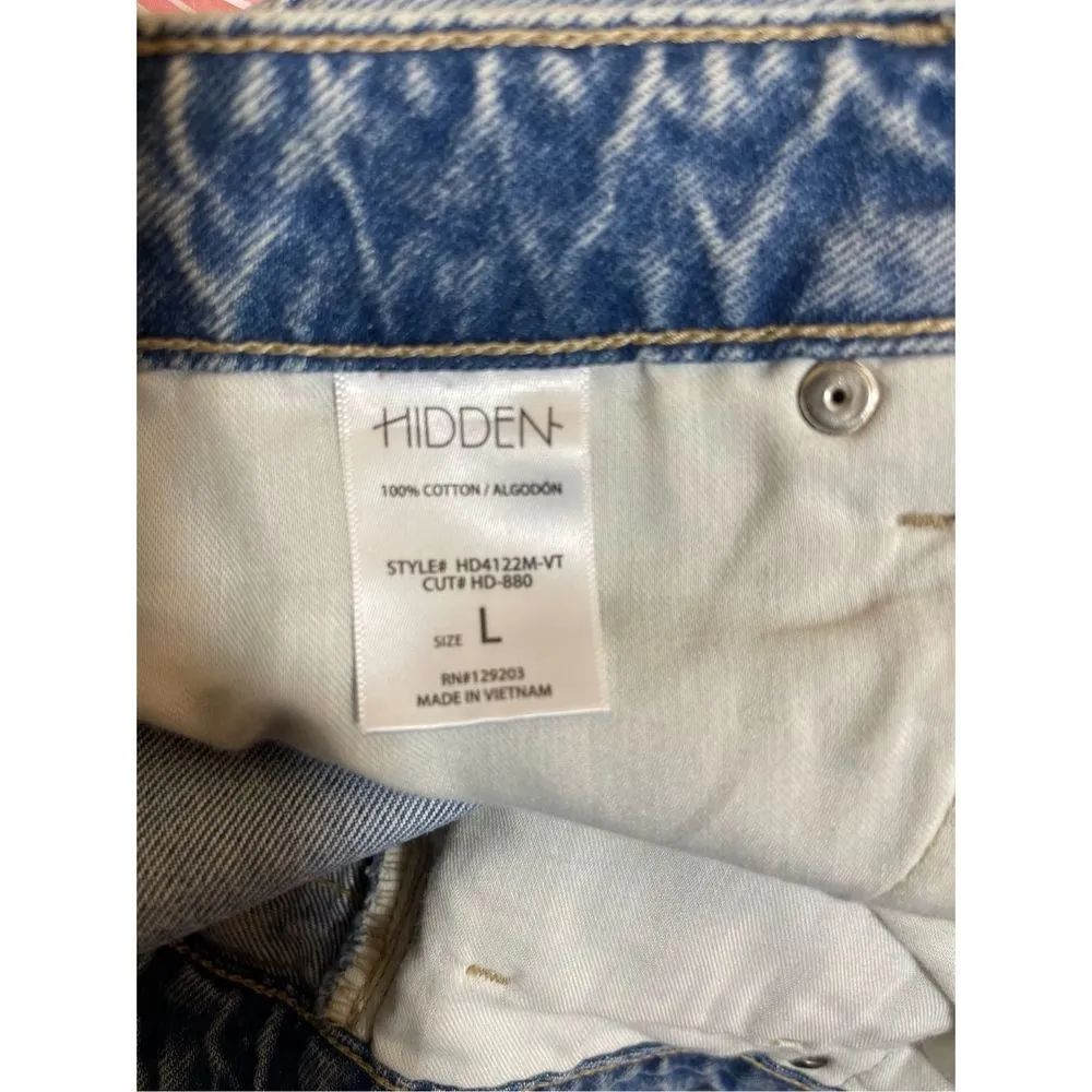 Hidden Women's High-Waisted Denim Destroyed Shorts Frayed Hem Size Large New wit - Image 7