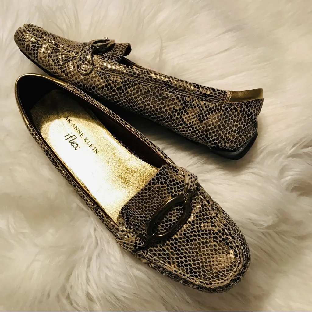 Anne Klein Jalia iflex leather snakeskin driving loafers Woman’s 6 reptile print - Image 3
