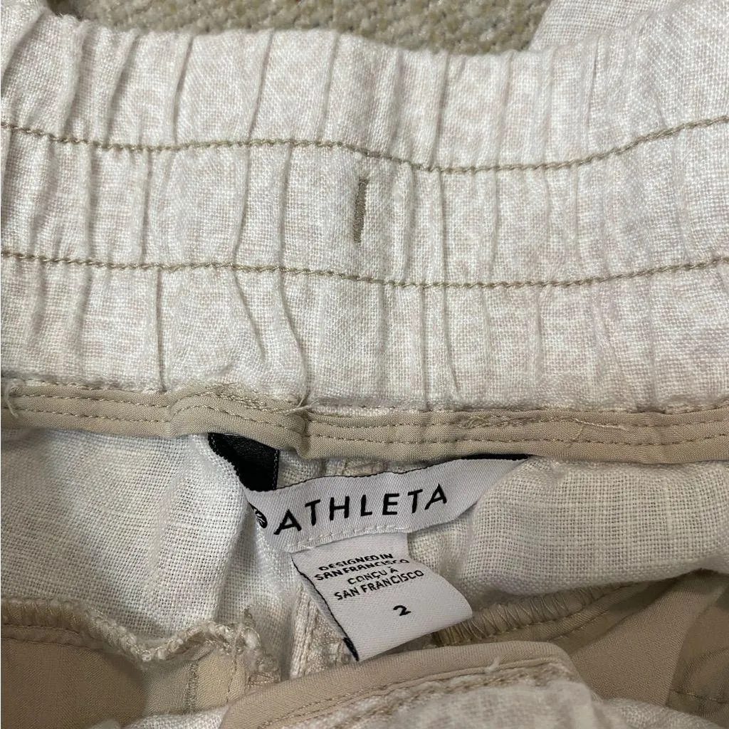 Athleta Cabo Linen Joggers Micro Cheetah Abalone Grey size 2 988237 - Image 11