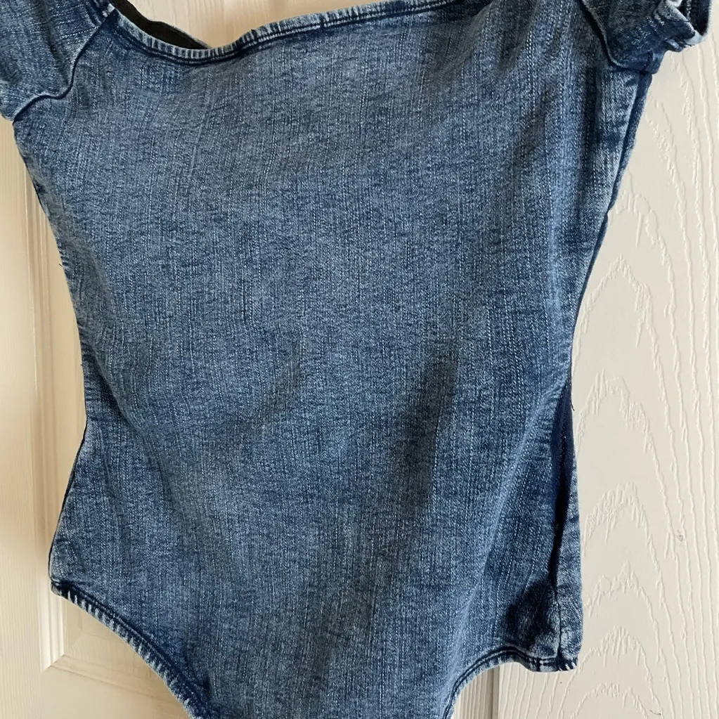 TRAC Blue Denim Off-the-Shoulder Sweetheart Bodysuit Size m - Image 12