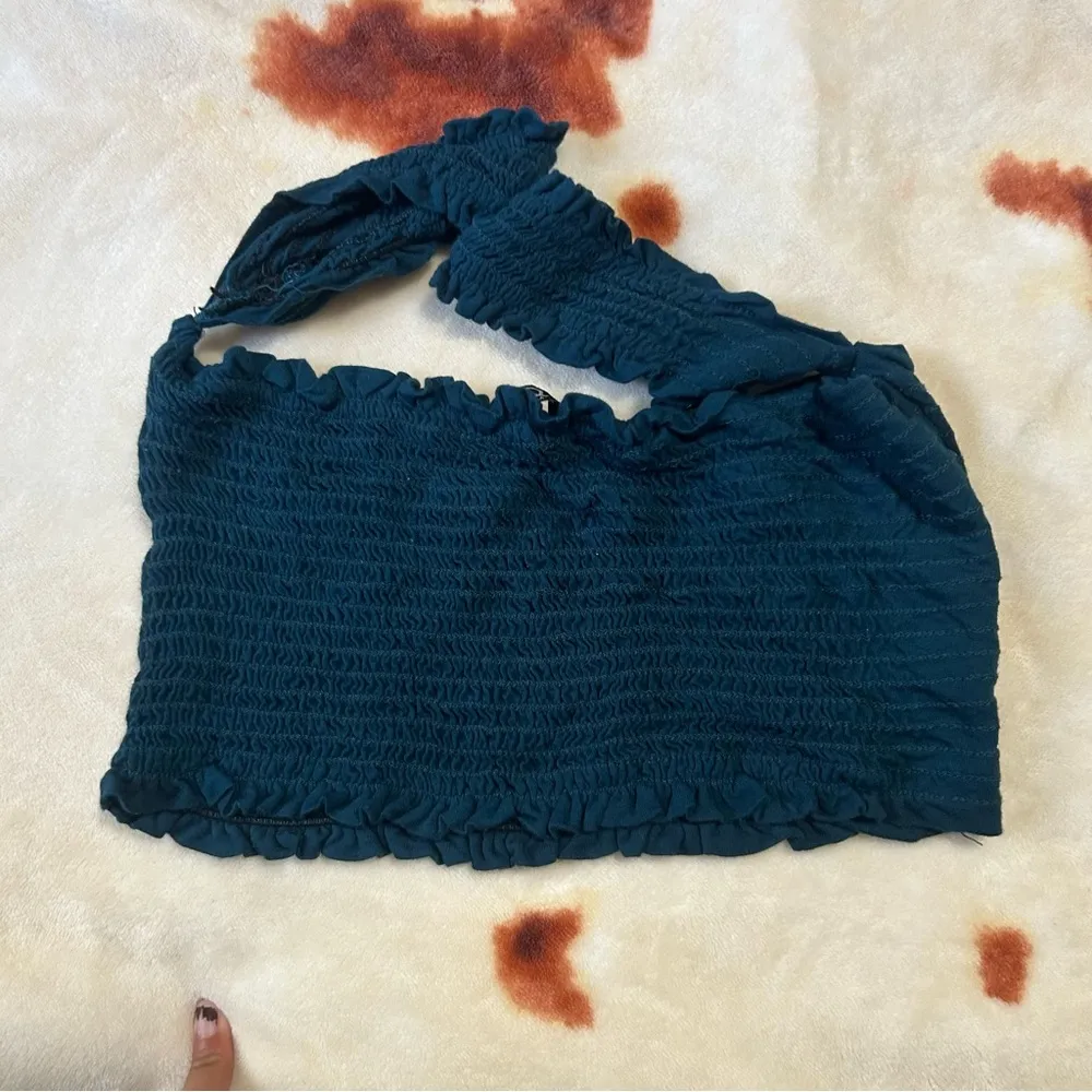 Blue/ emerald ruffled crop top Blue - Image 6