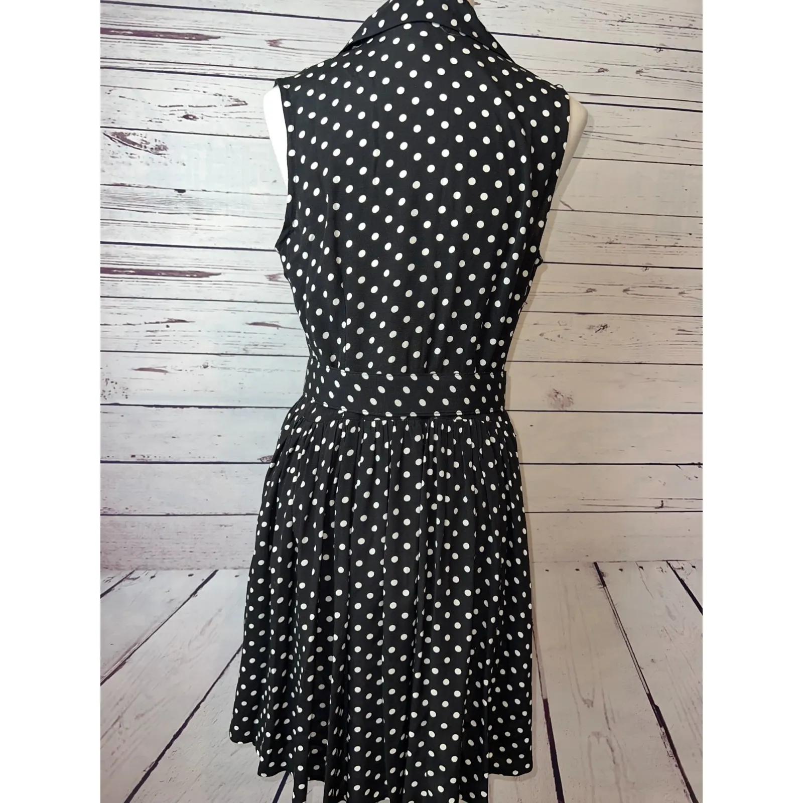 Jonathan Martin Fit Flare Dress size 11 12 Polka Dot Pin Up Sleeveless‎ Rayon - Image 3
