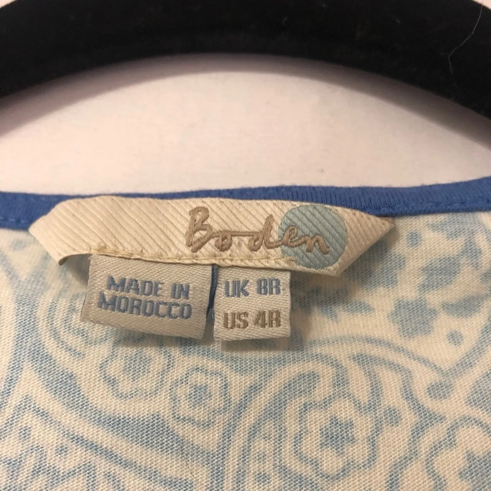 Boden Blue & White Paisley Bodycon Mini Dress Womens Size 4 Shift Shirt Dress - Image 3