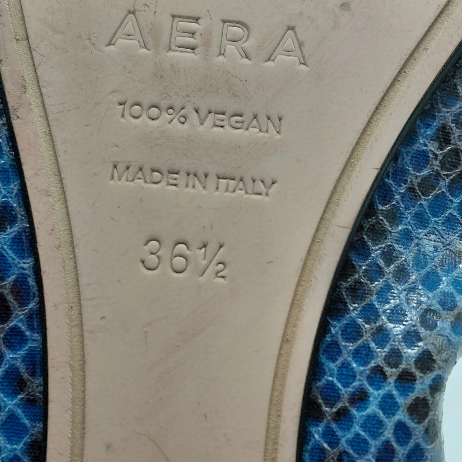 AERA Women’s Blue Snakeskin Ballet Flats 36.5 US 6 Vegan Italy Luxe Minimalist - Image 8