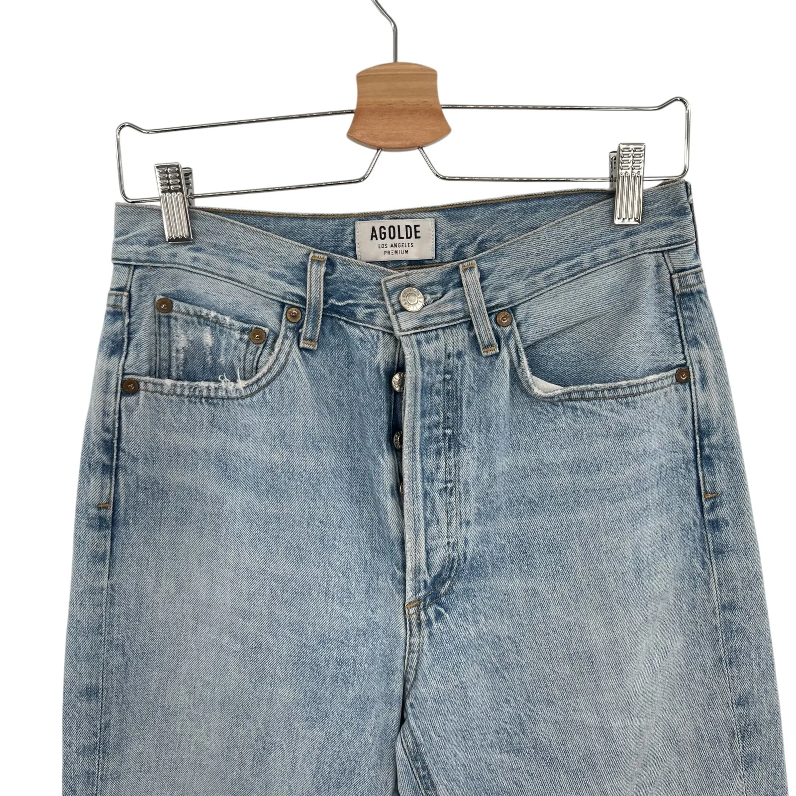 Agolde Riley High Rise Straight Crop Jeans Denim Shatter Wash Blue Size 27‎ - Image 4