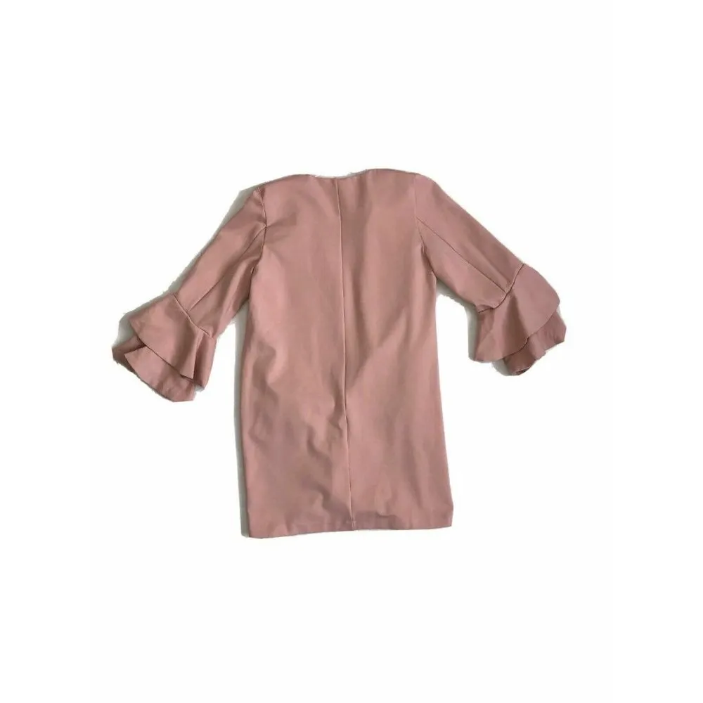 Kensie Pink Small $119 Jacket Ruffled Open Front Pockets Coat - Image 8