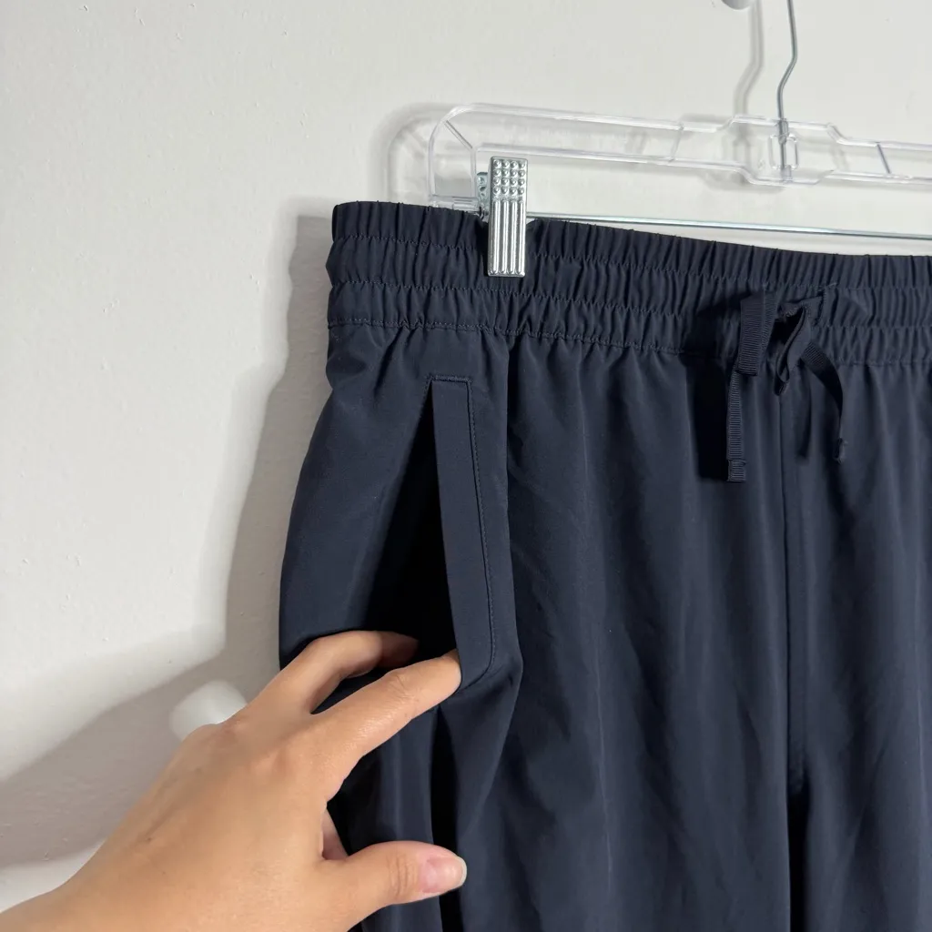 T By Talbots Navy Cropped Drawstring Waist Ankle Slit Pant Pull On Large - Image 5