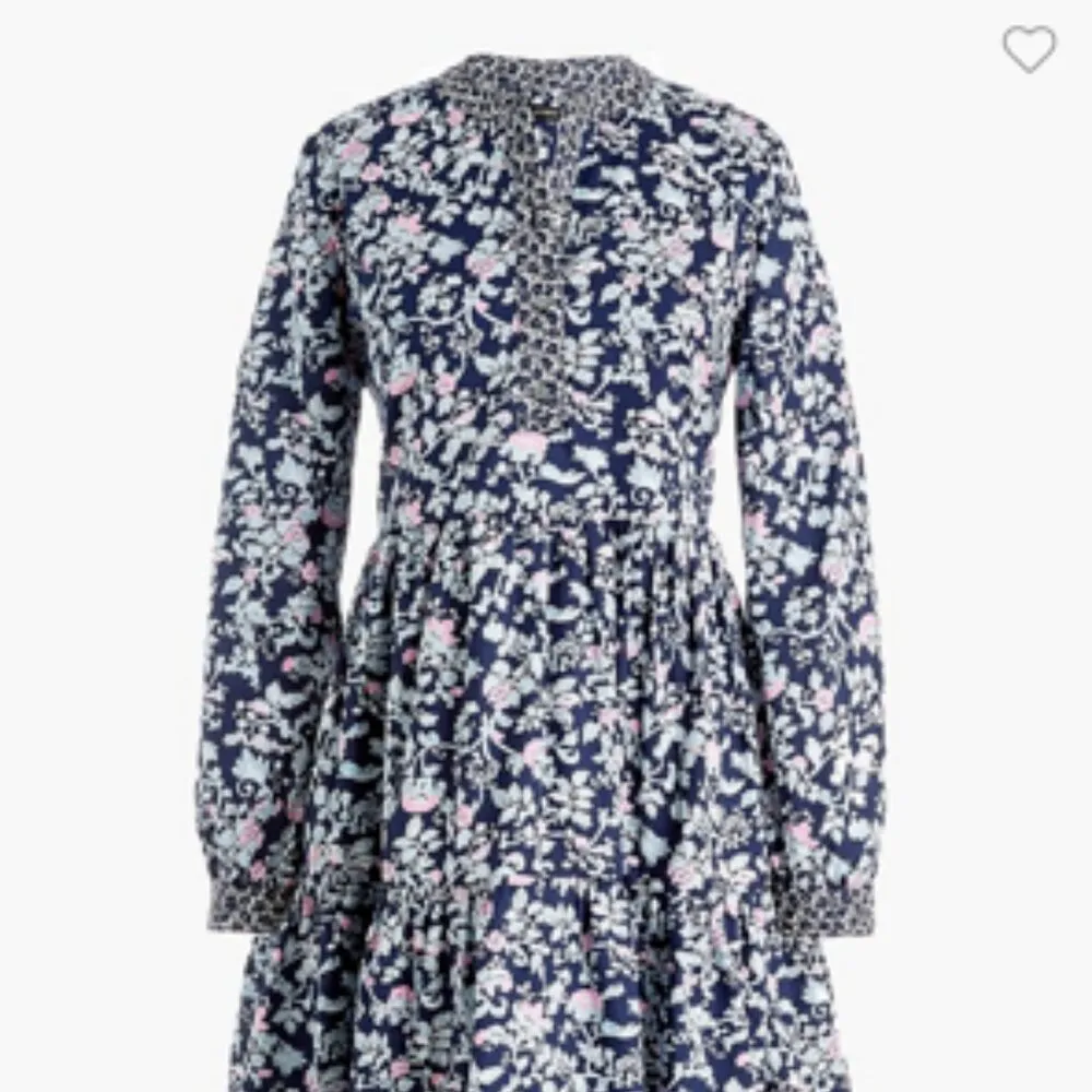 J. Crew Factory Mixed Floral Tiered Cotton Block Print Mini Dress Small Pink - Image 9