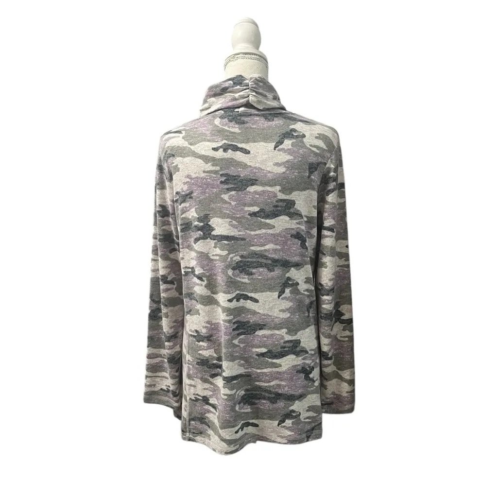 Susan Graver Weekend Camouflage Soft Knit Turtleneck Tunic Sweater Oversized S - Image 4