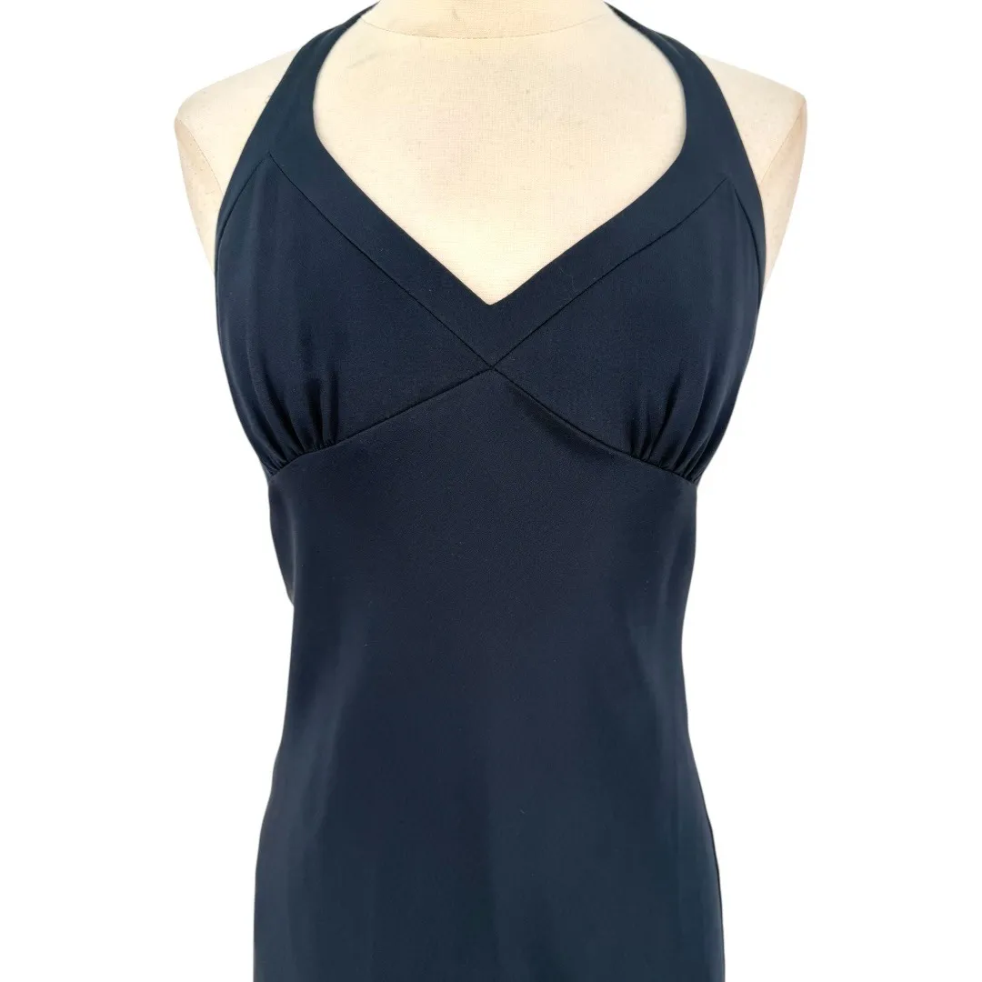 J. Crew Women's Y2K Silk Babydoll Halter Neck Midi Slip Dress Blue Size 4 Fairy - Image 4