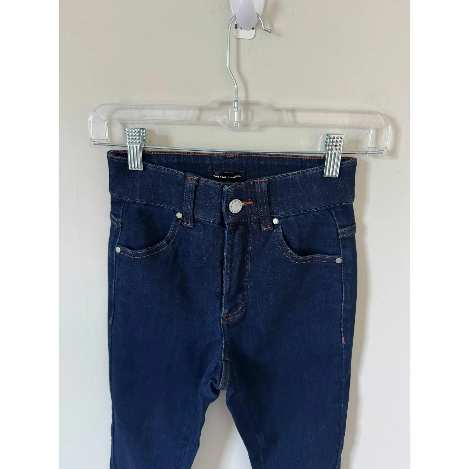 Universal Standard Skinny Mid Rise Stretch Denim Jean Dark Wash Blue Size 00 NEW - Image 4