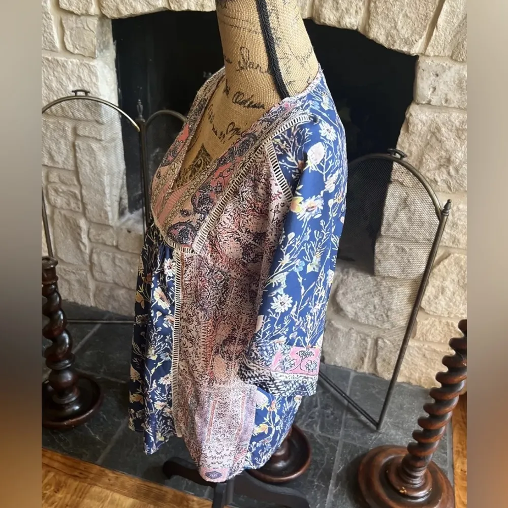 Cozy Casual C.O.Z.Y. Wildflower Print Patchwork Blouse for Size M - Image 6