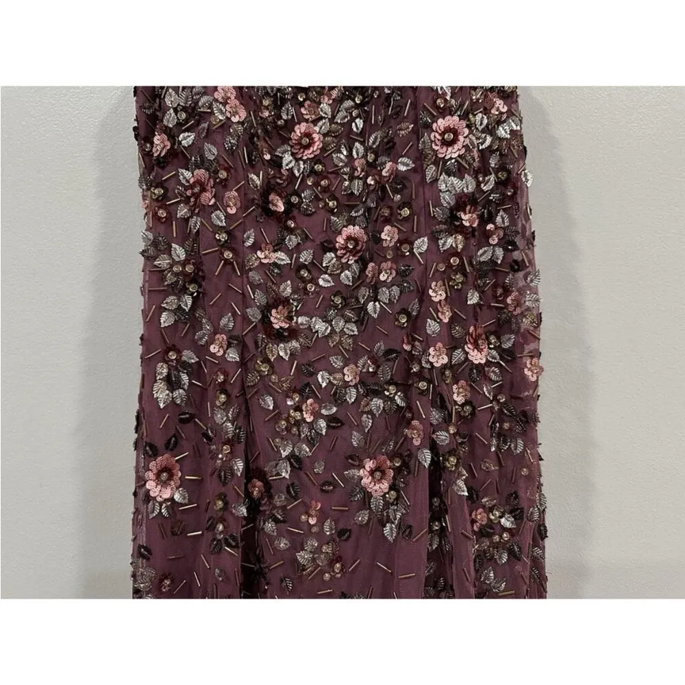 Mac Duggal 5477 Raspberry Purple Floral Embellished Scoop Neck Evening Gown 14 - Image 5