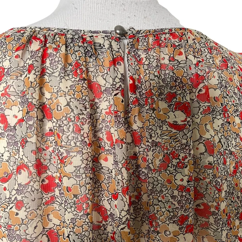 Patterson J Kincaid Womens Ditsy‎ Floral Print Sheer Top Size S Romantic BOHO - Image 7